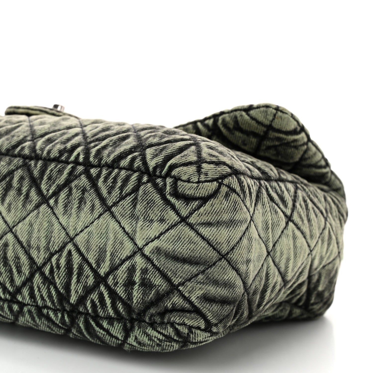Chanel Denim Quilted Denimpression Flap Green Black 10 of 10