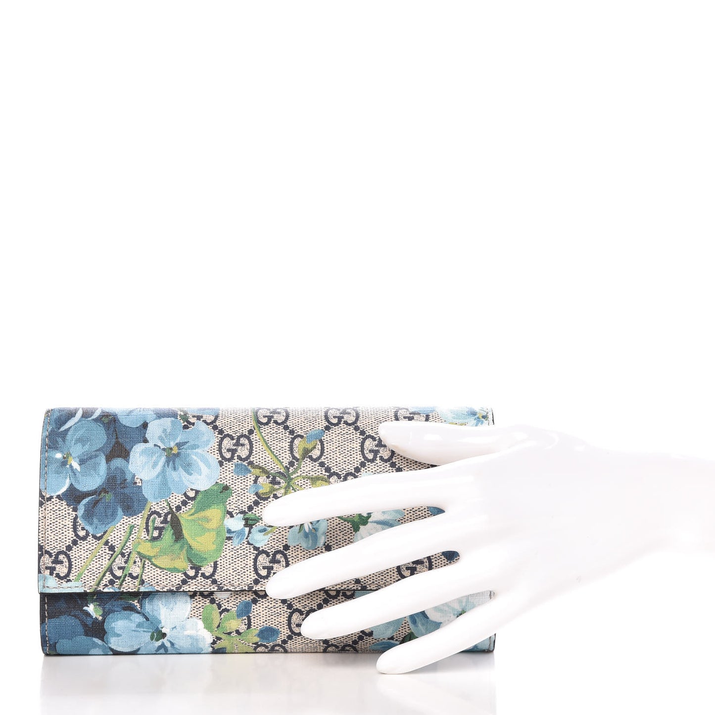 GG Supreme Monogram Blooms Continental Wallet Blue