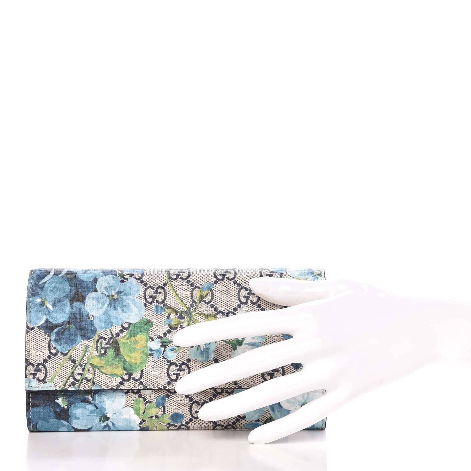 Gucci GG Supreme Monogram Blooms Continental Wallet Blue 2 of 8