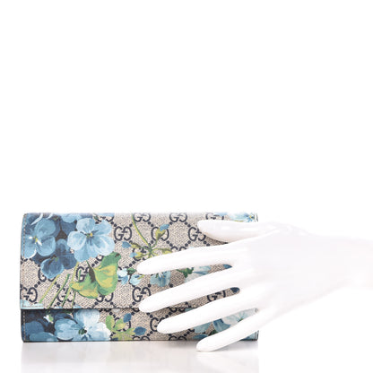Gucci GG Supreme Monogram Blooms Continental Wallet Blue 2 of 8