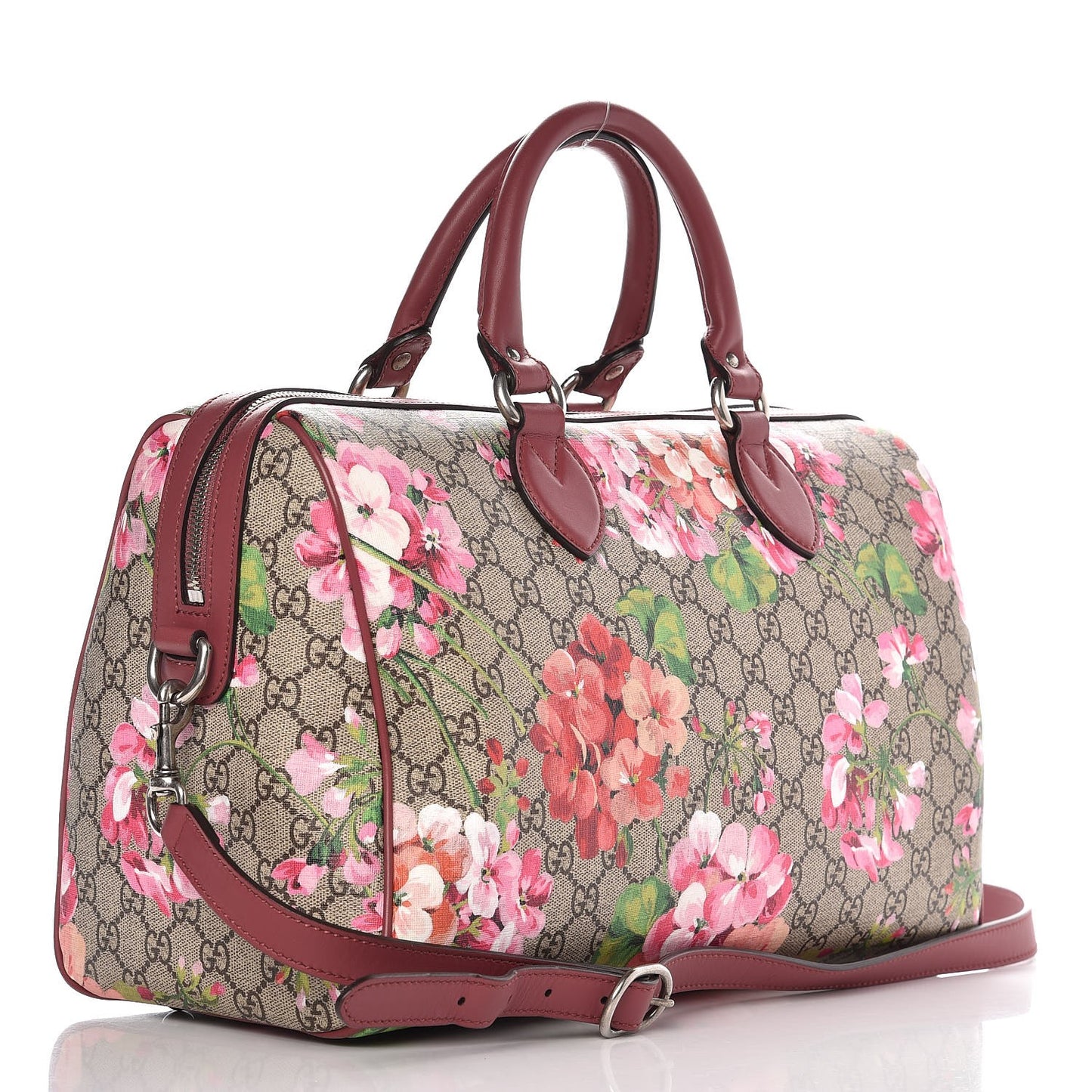 GG Supreme Monogram Blooms Medium Boston Beige Multicolor Dry Rose