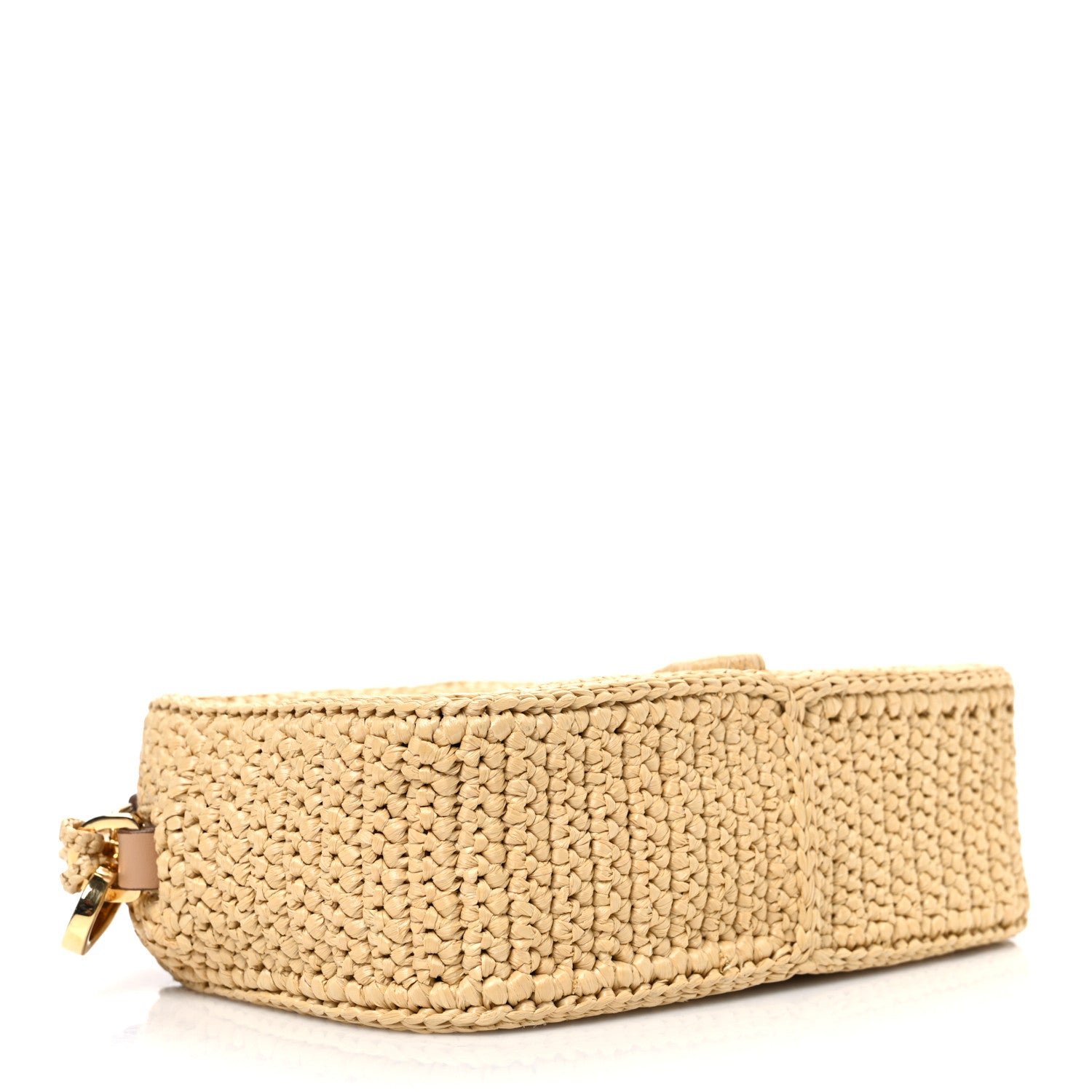 Prada Yarn Raffia Effect Crochet Brique Crossbody Bag Natural
