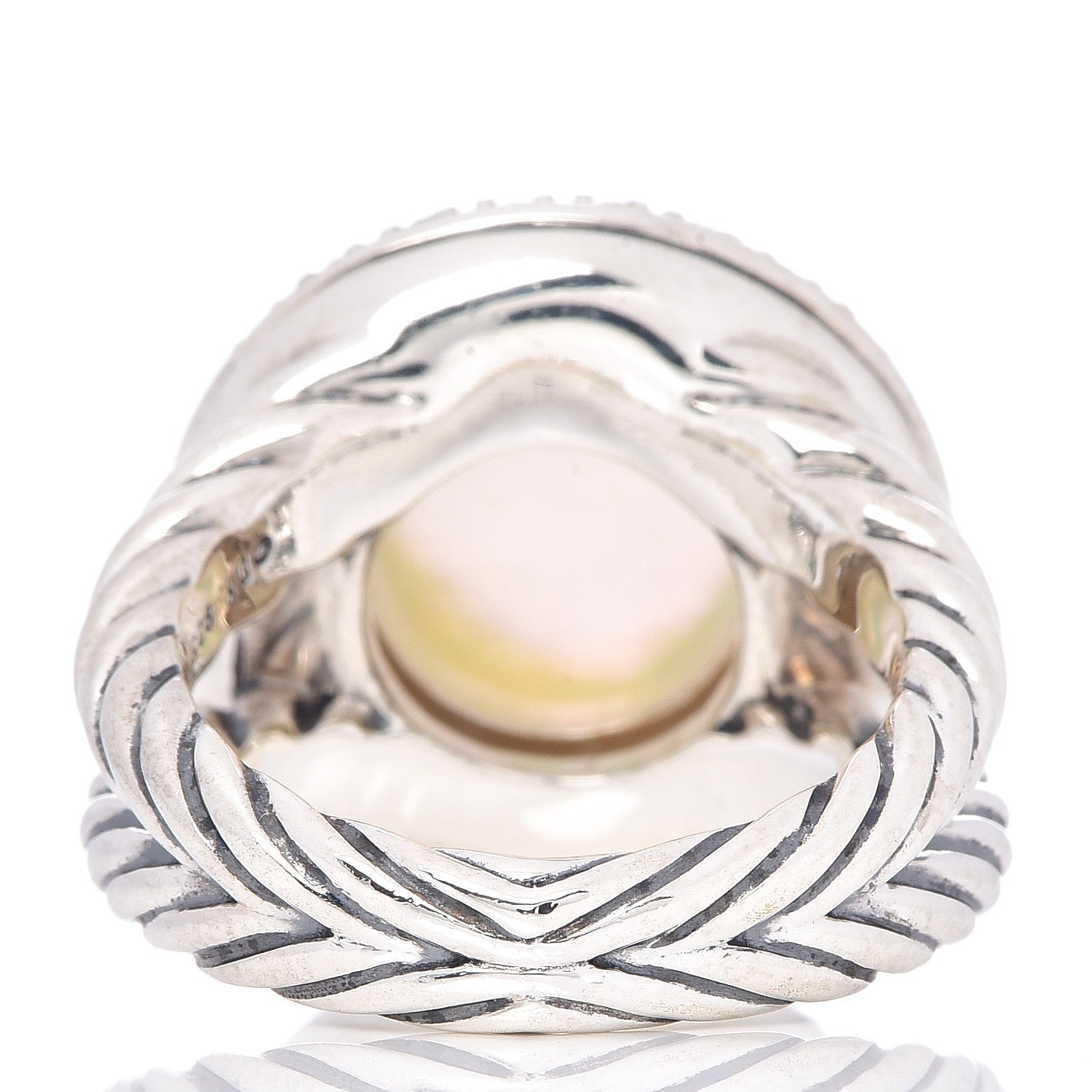 David Yurman Sterling Silver Diamond Moon Quartz 13mm Cerise Ring 54 7 4 of 5