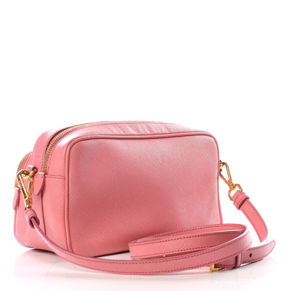 Prada Saffiano Lux Double Zip Crossbody Bag Petalo 2 of 13