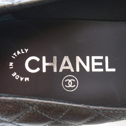Chanel Quilted Leather Escarpins Wedges 38.5 Dark Gray 5 of 6