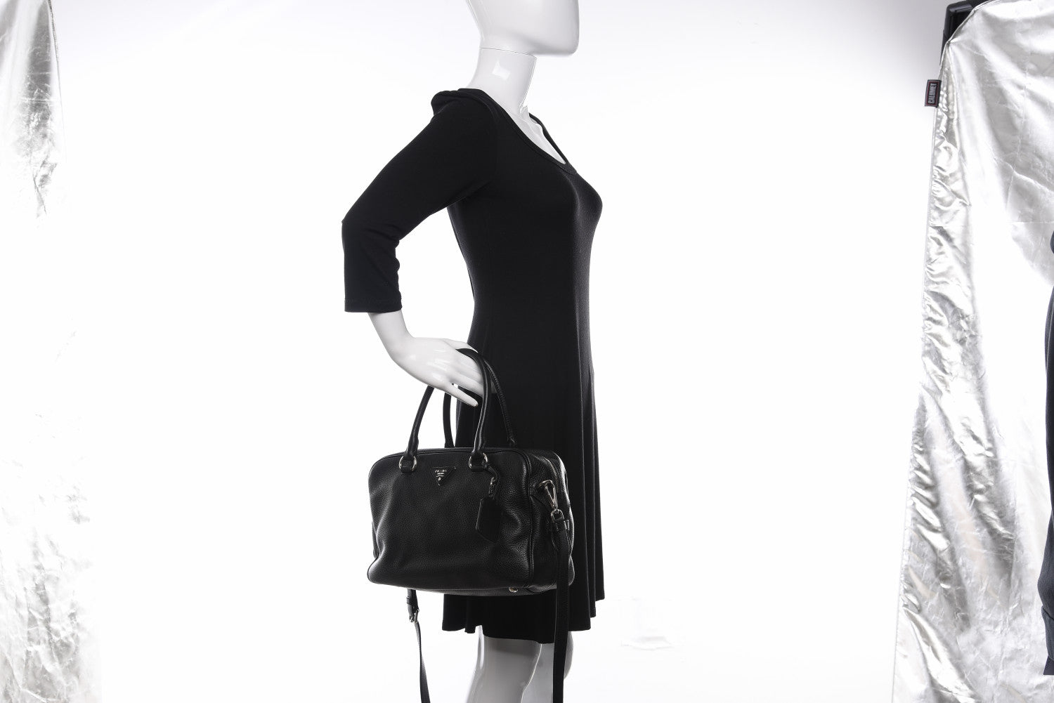 Prada Vitello Daino Satchel Black 3 of 11