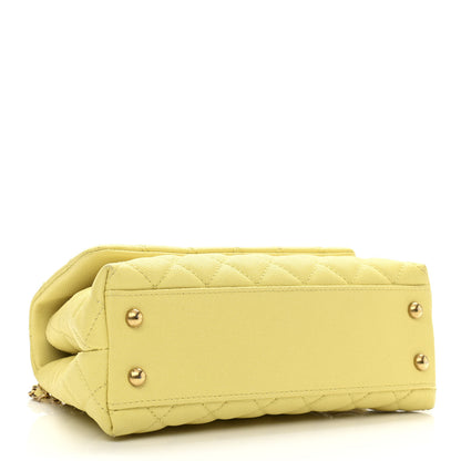 Chanel Caviar Quilted Mini Coco Handle Flap Yellow 3 of 10
