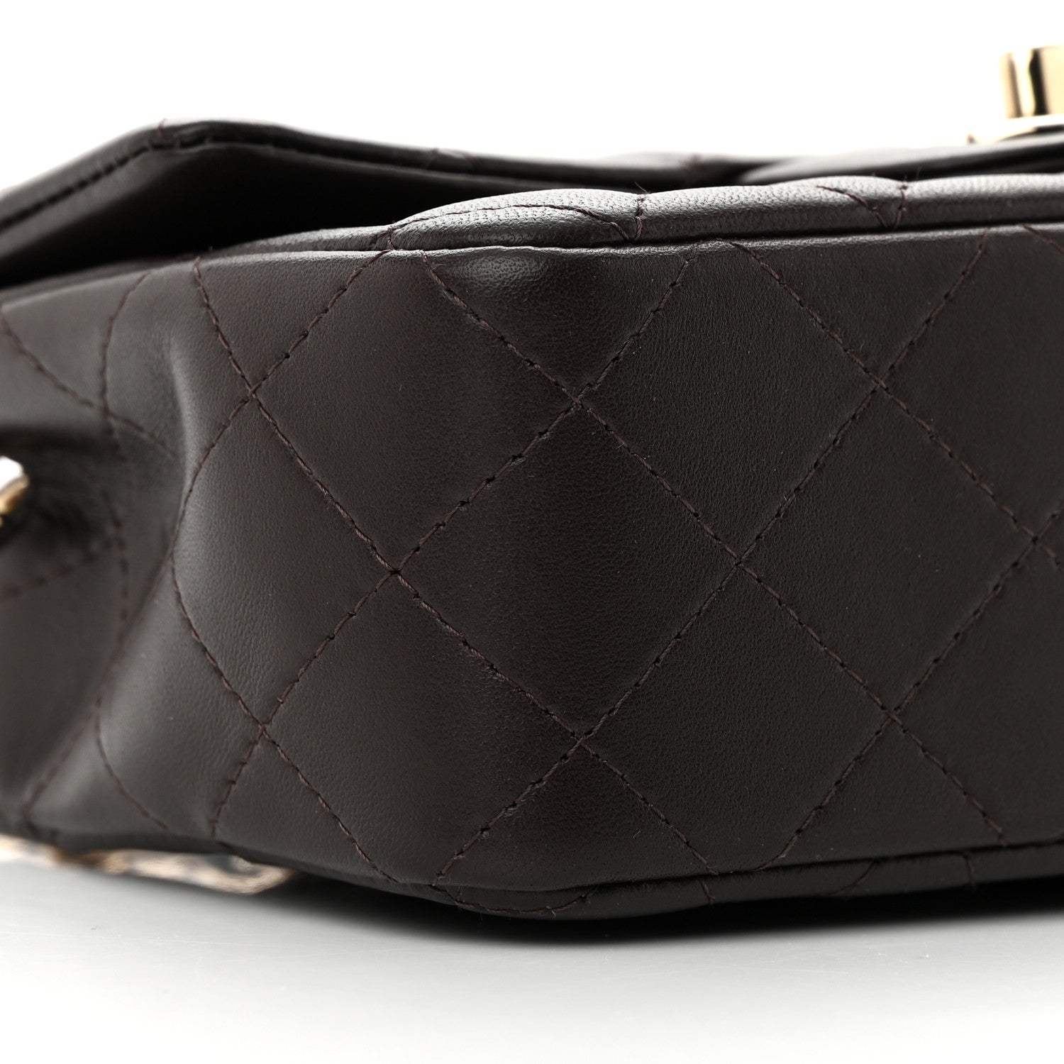 Chanel Lambskin Quilted Mini Rectangular Flap Dark Brown 9 of 16