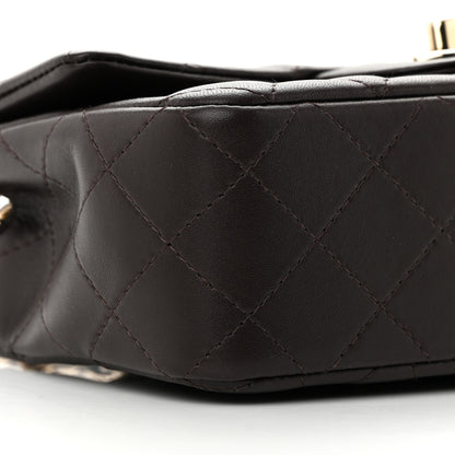 Chanel Lambskin Quilted Mini Rectangular Flap Dark Brown 9 of 16