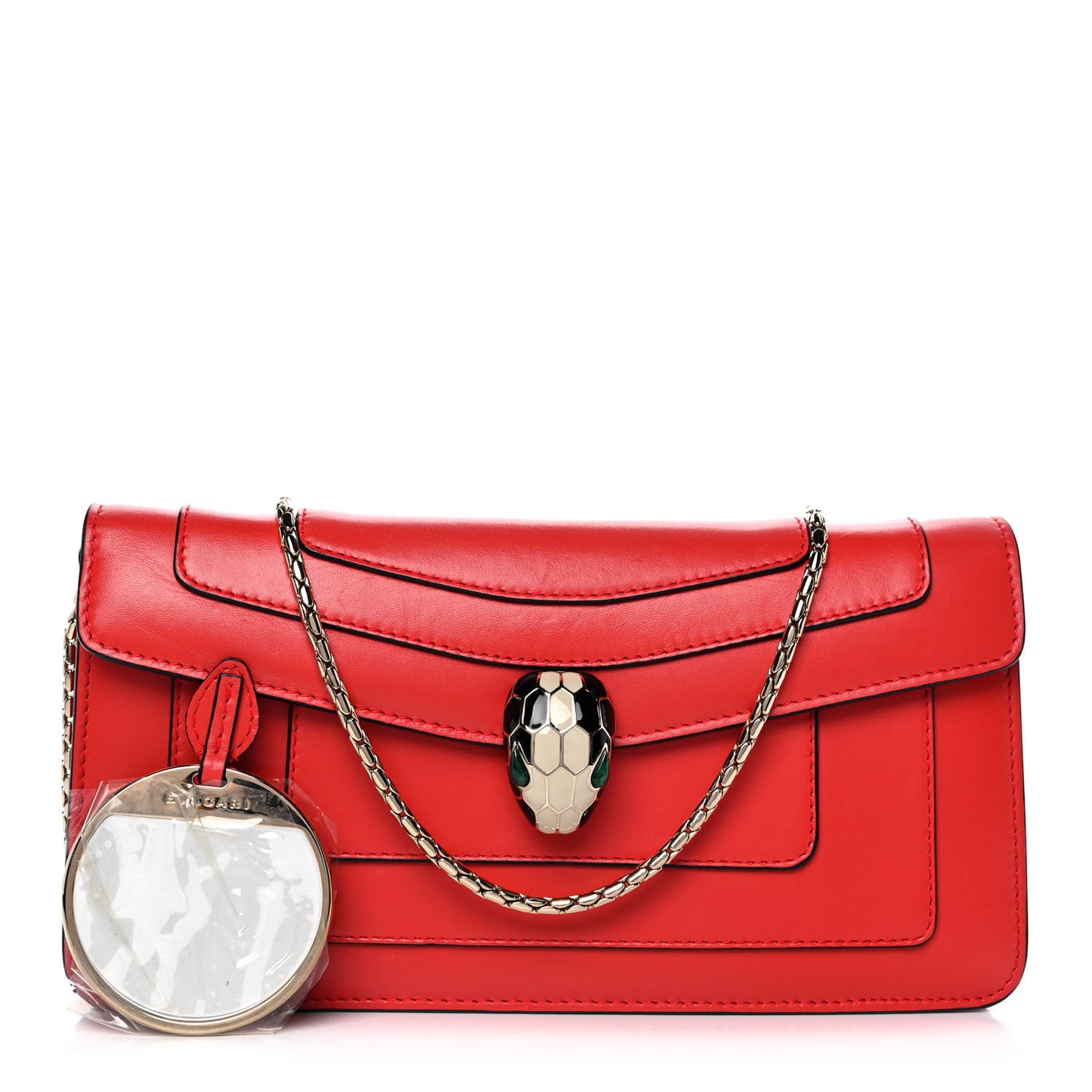 Calfskin Serpenti Forever Flap Clutch Ruby Red
