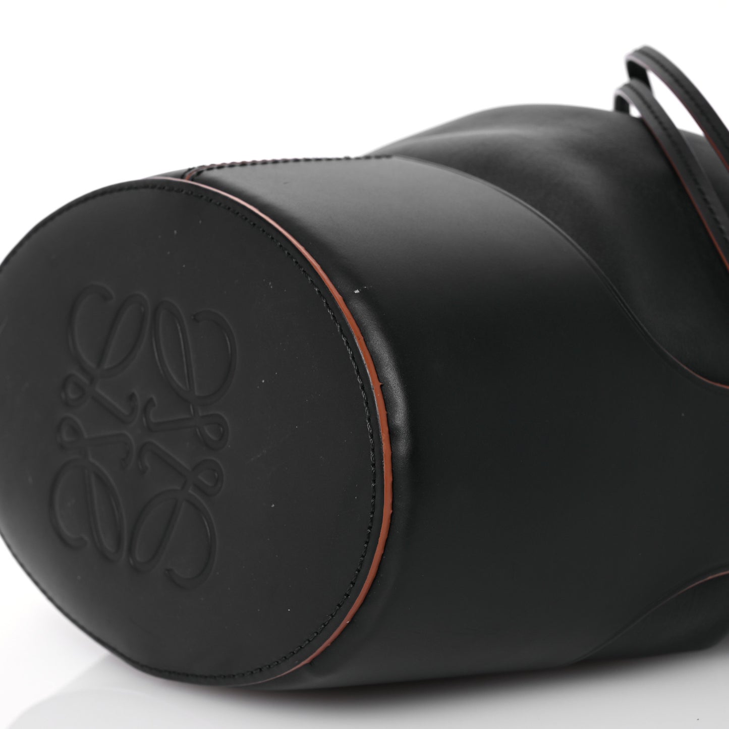Calfskin Medium Balloon Bucket Bag Black Tan