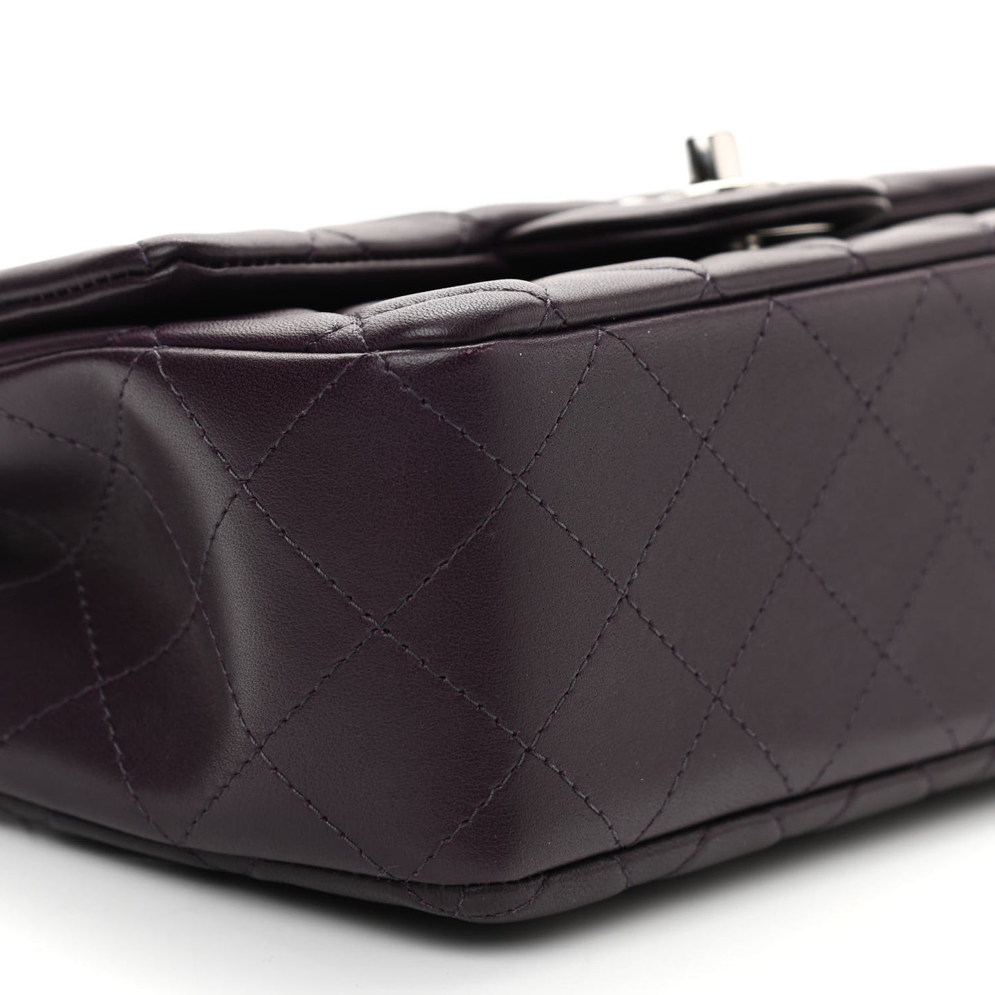 Lambskin Quilted Mini Rectangular Flap Dark Purple