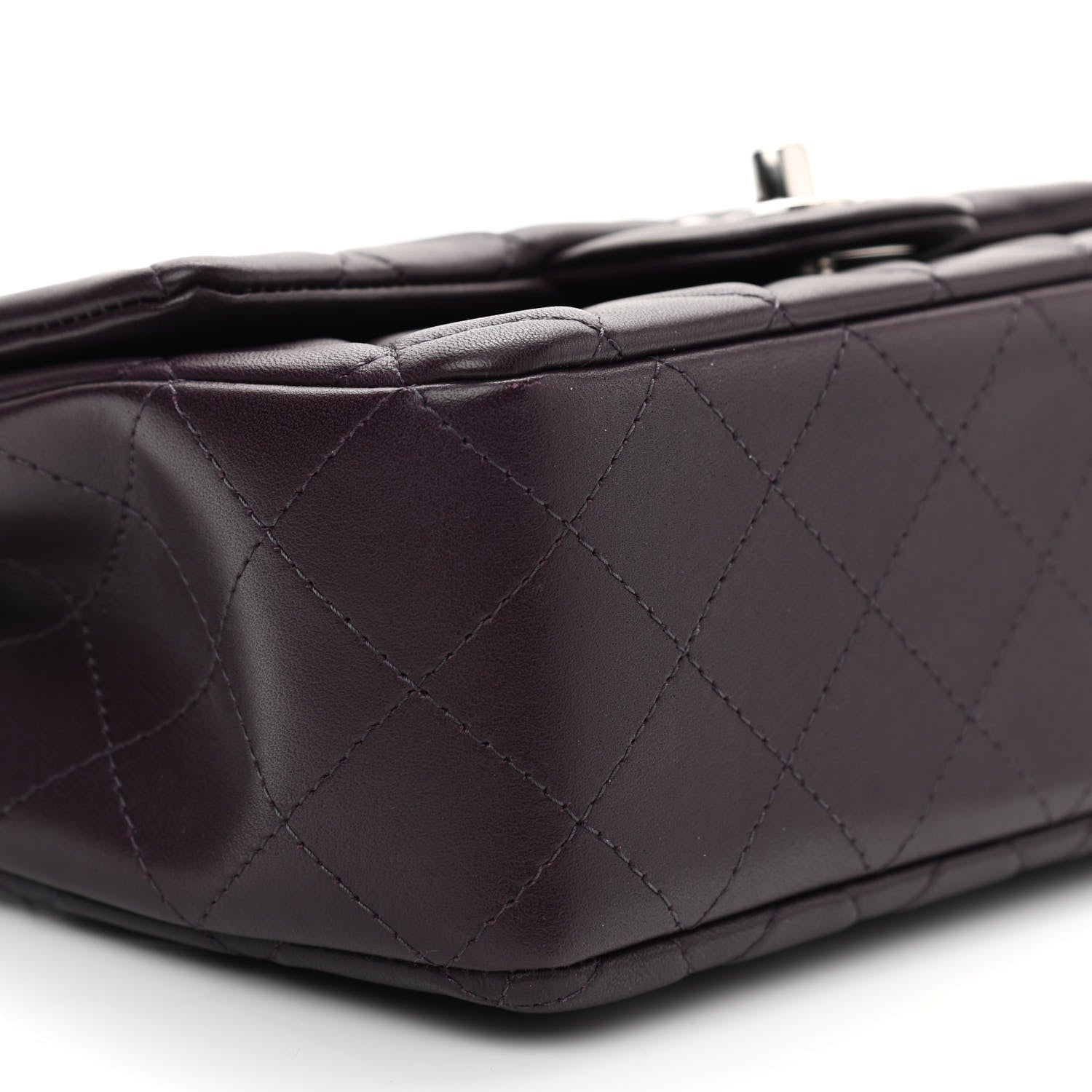 Chanel Lambskin Quilted Mini Rectangular Flap Dark Purple 8 of 9