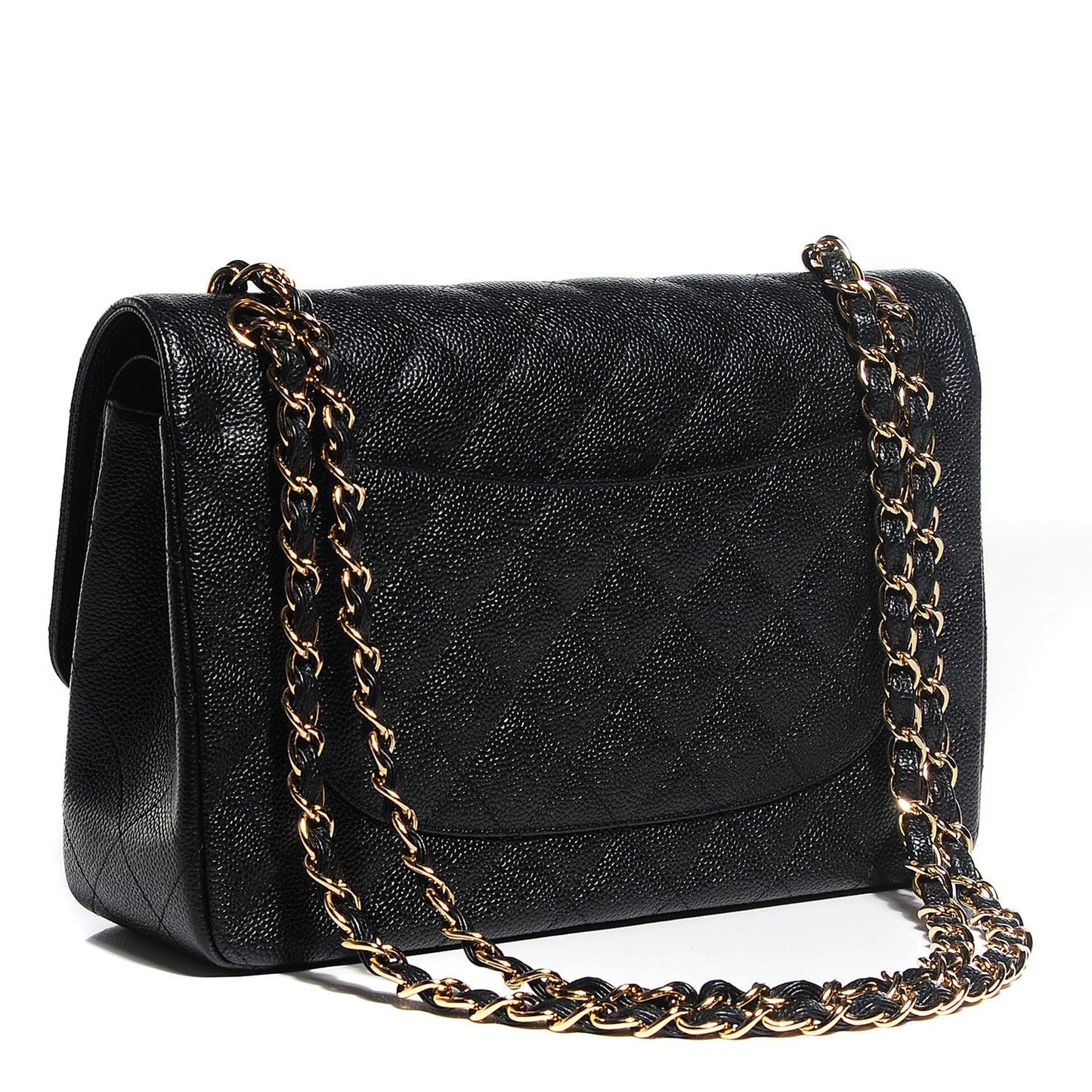 Caviar Quilted Jumbo Double Flap Black