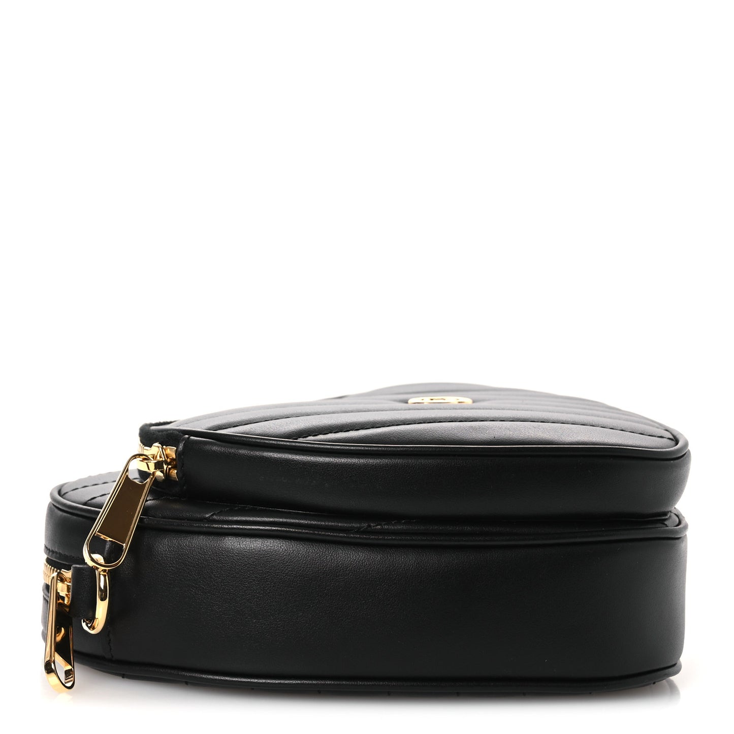 Calfskin Matelasse Diagonal Mini Interlocking G Heart Shoulder Bag Black