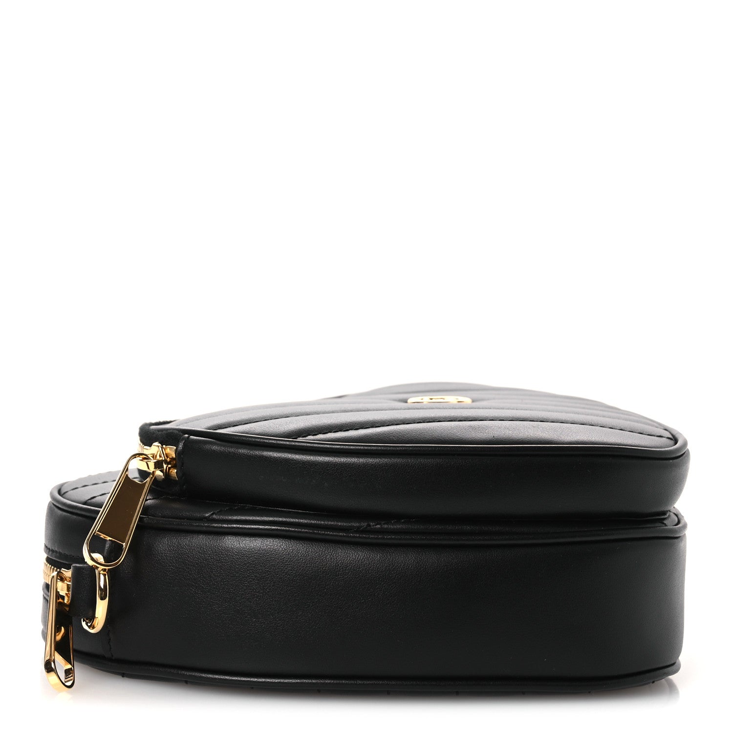 Gucci Calfskin Matelasse Diagonal Mini Interlocking G Heart Shoulder Bag Black 4 of 11
