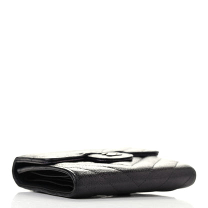 Chanel Iridescent Caviar Chevron Quilted Compact Flap Wallet Black 4 of 11