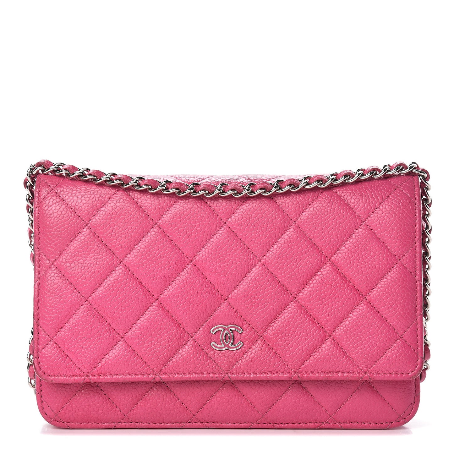 Caviar Quilted Wallet on Chain WOC Pink