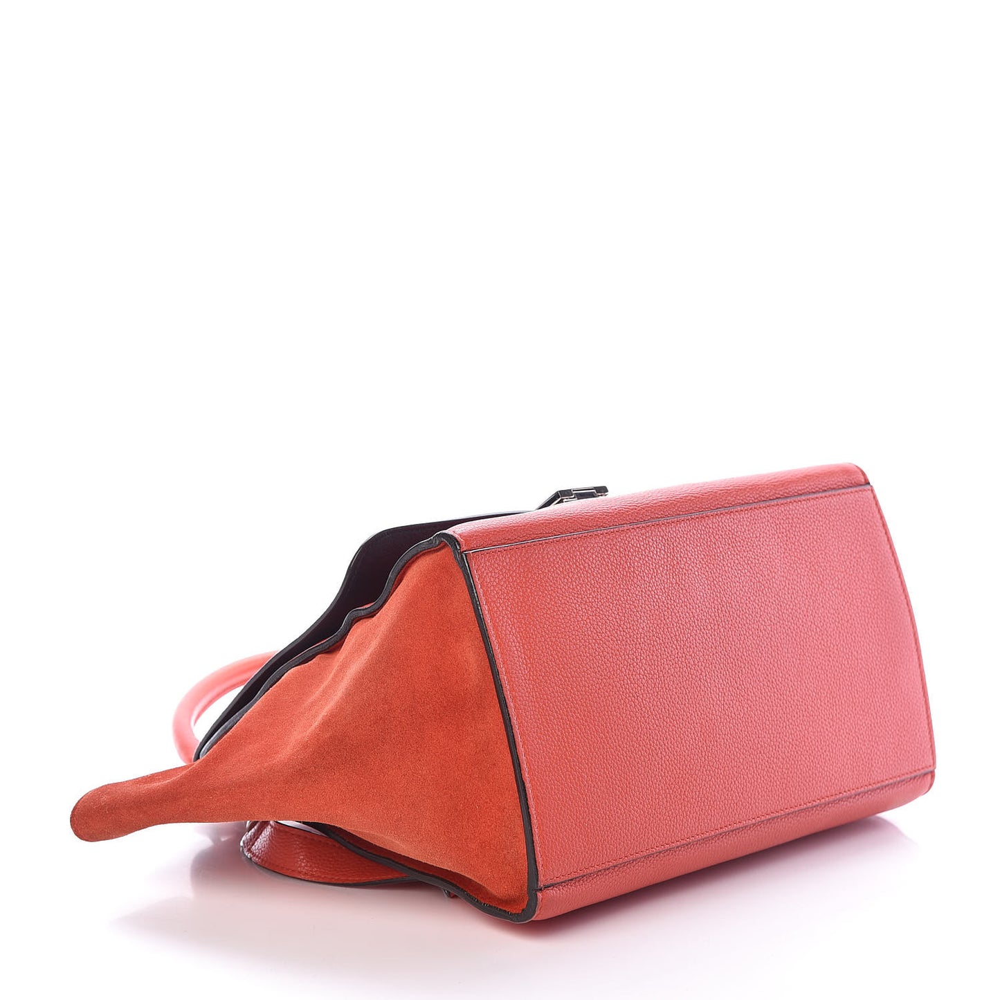 Drummed Calfskin Suede Medium Trapeze Vermillion