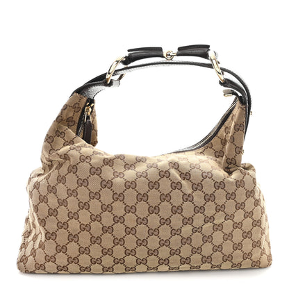 Gucci Monogram Medium Horsebit Chain Hobo Dark Brown 1 of 13