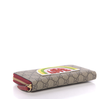 Gucci GG Supreme Monogram Embroidered Rainbow Zip Around Wallet Red 4 of 6
