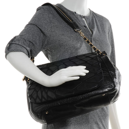 Chanel Leather Jersey Large Scales Flap Black 2 of 7