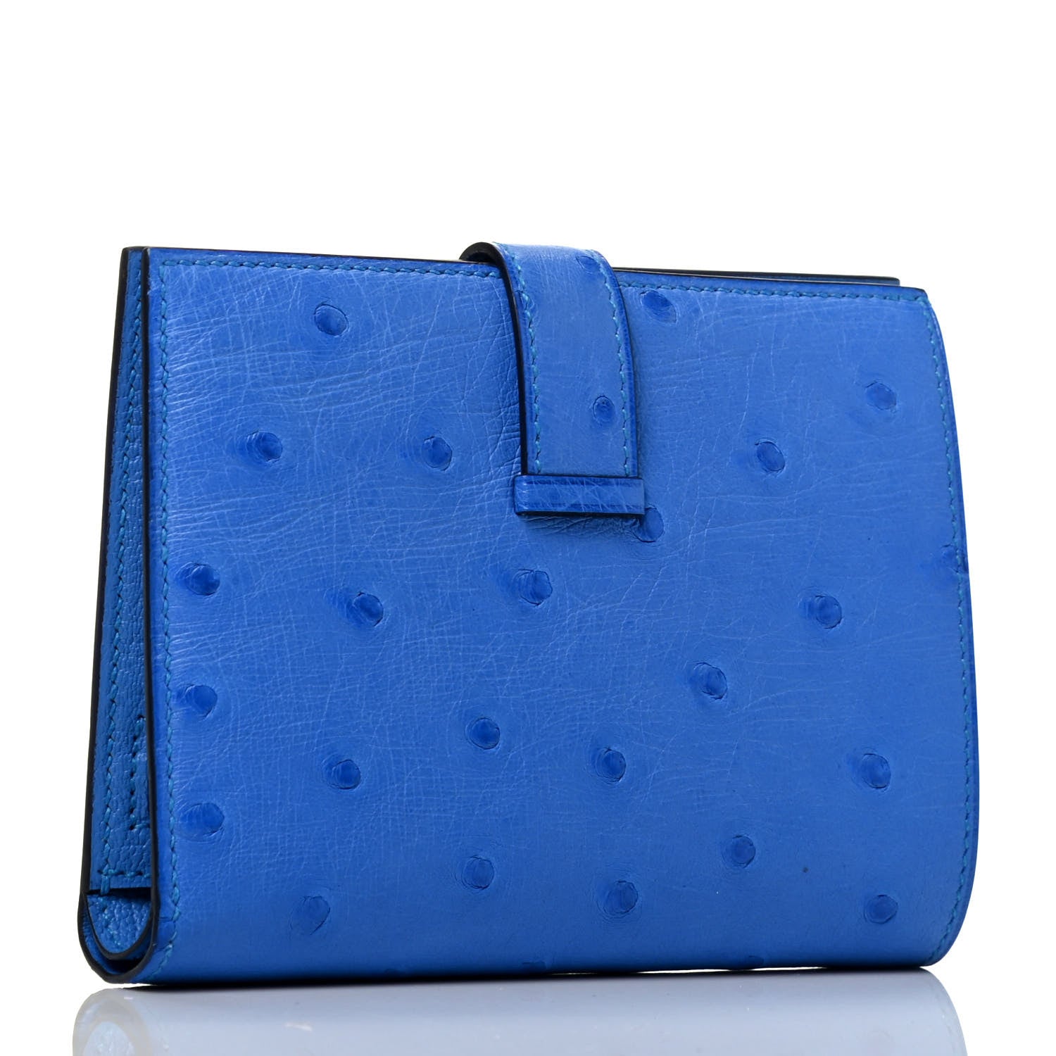 Hermes Ostrich Bearn Compact Wallet Bleuet 3 of 7