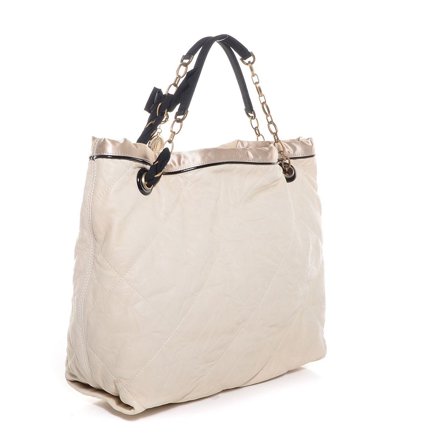 Lambskin Quilted Amalia Cabas Tote Beige