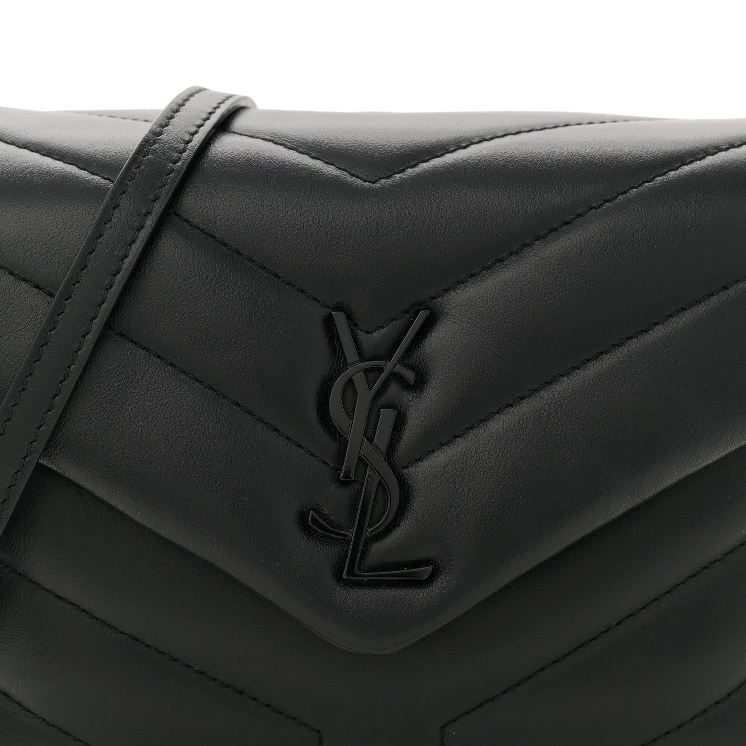 Saint Laurent Calfskin Y Quilted Monogram Monochrome Toy Loulou Crossbody Bag Black 8 of 10
