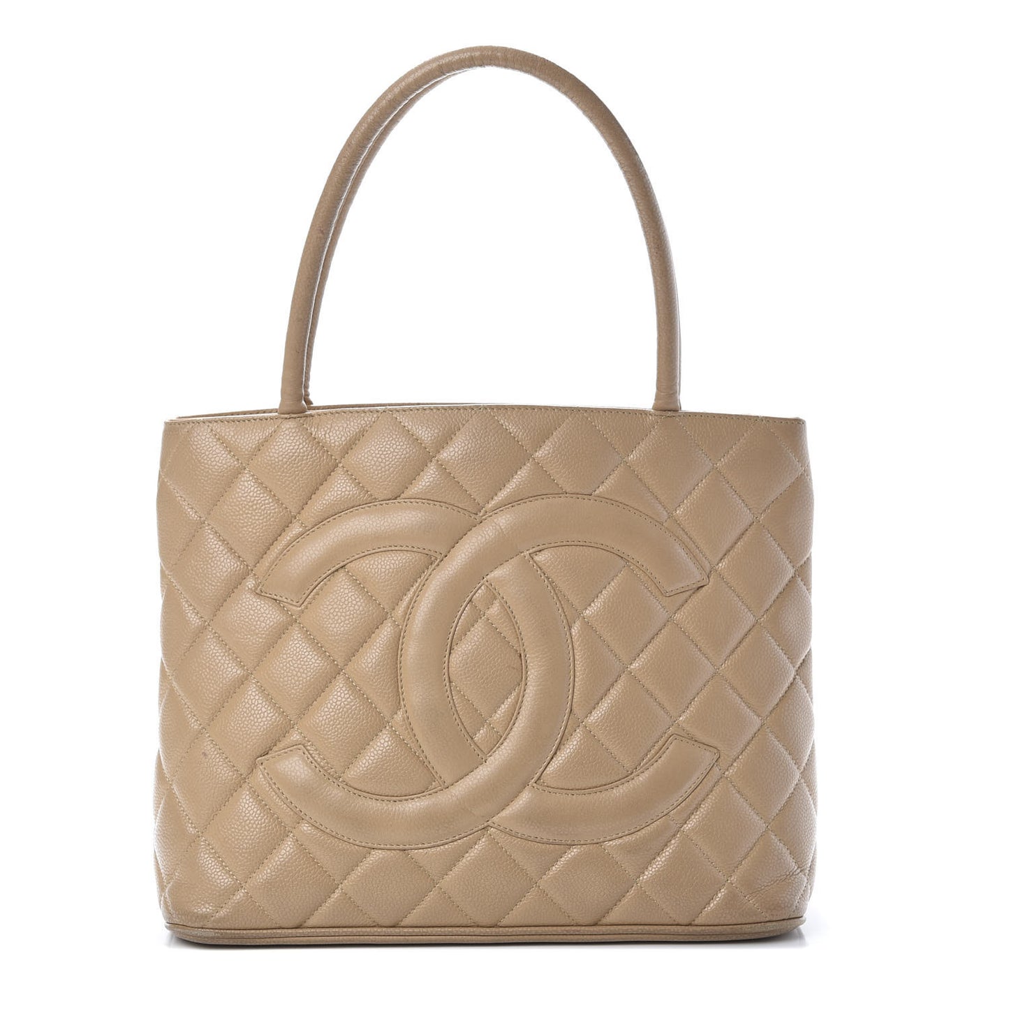 Caviar Quilted Medallion Tote Beige