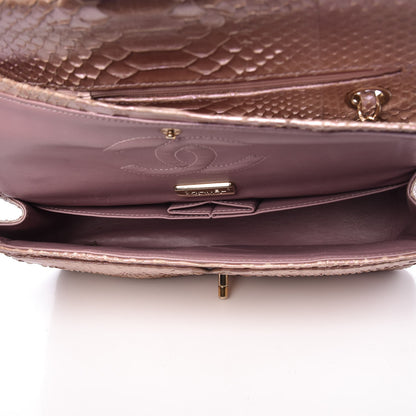 Chanel Metallic Python Medium Double Flap Pink 5 of 9