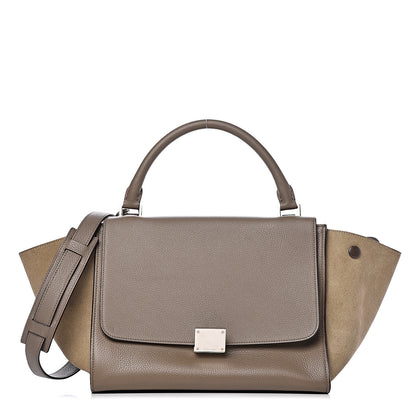 Celine Drummed Calfskin Suede Small Trapeze Souris 1 of 11