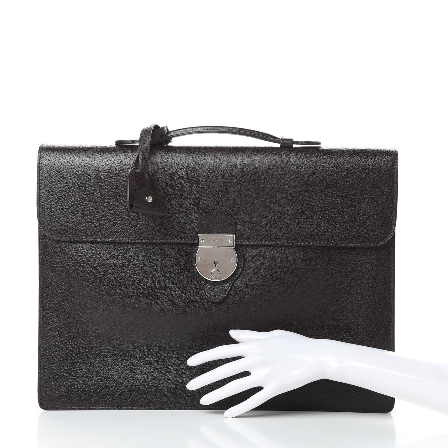 Calfskin Flap Briefcase Brown