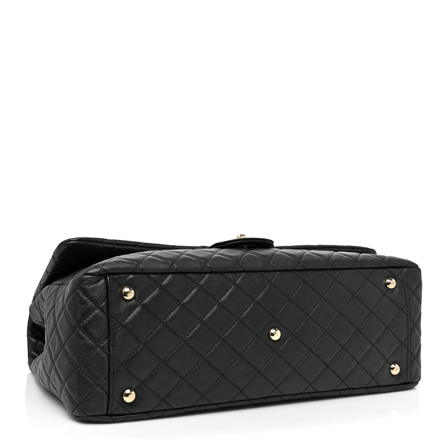 Calfskin Quilted XXL Travel Flap Bag Black