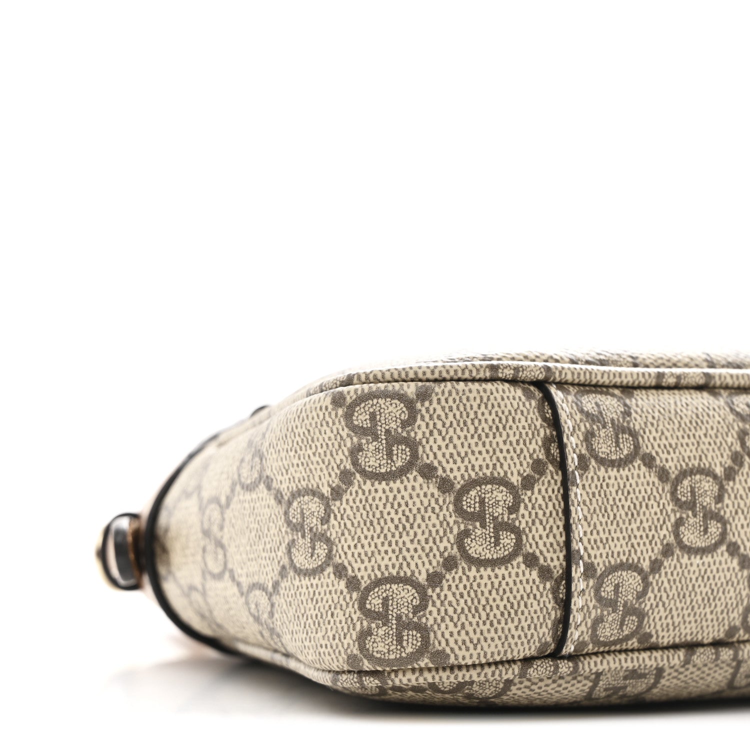 Gucci GG Supreme Monogram Textured Calfskin Small Emblem Shoulder Bag Beige Dark Brown 9 of 10