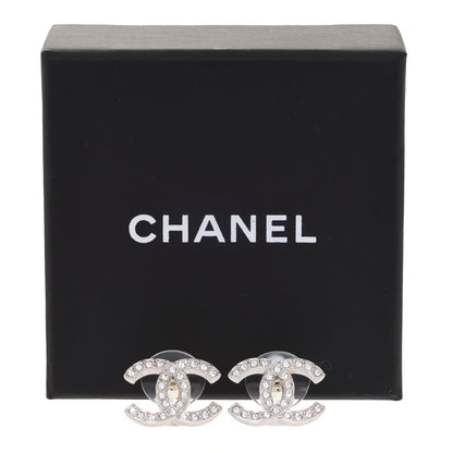 Chanel Crystal CC Earrings Silver 5 of 5