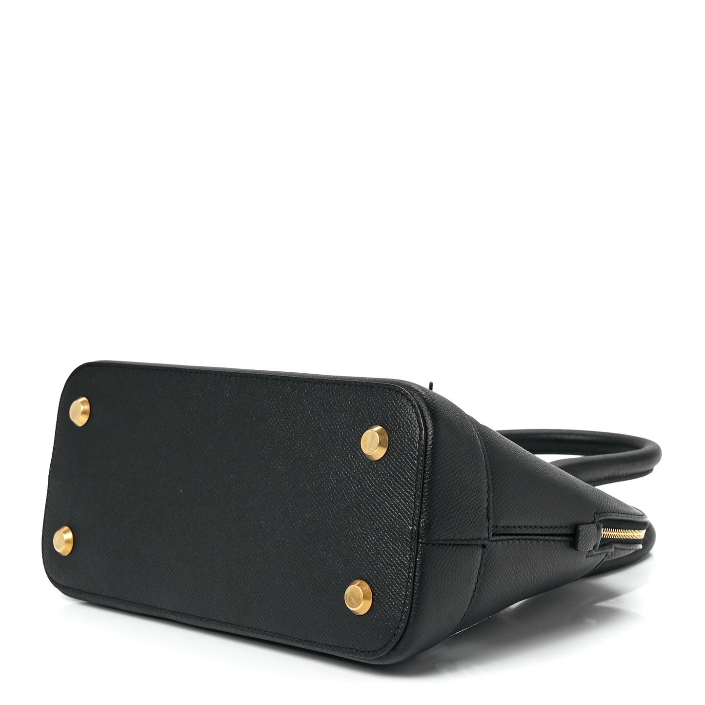 Signature Grained Calfskin Logo S Ville Top Handle Bag Black
