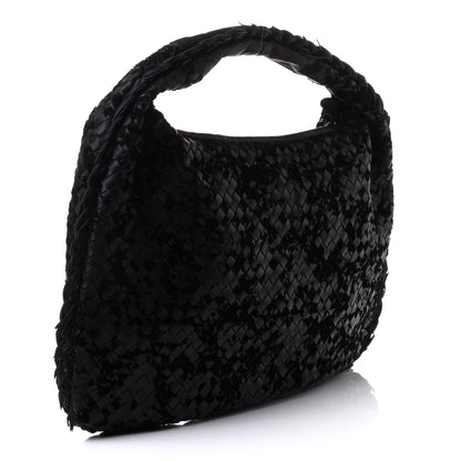 Bottega Veneta Nappa Intrecciato Velvet Embellished Large Veneta Hobo Black 2 of 11