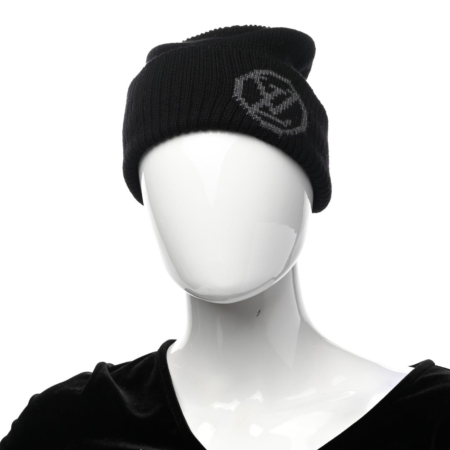 Wool Beanie Monogram Hat Black