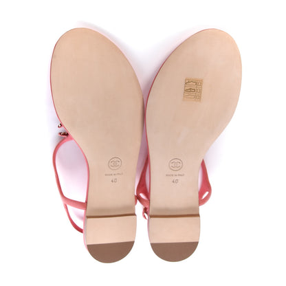 Chanel Lambskin Chain CC Logo Thong Sandals 40 Pink 5 of 8