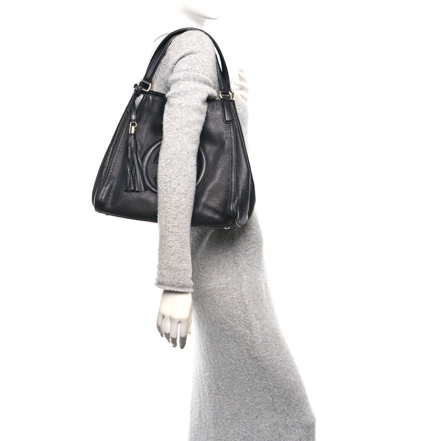 Gucci Pebbled Calfskin Medium Soho Shoulder Bag Black 2 of 10