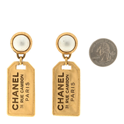 Chanel Pearl CC Tags Drop Earrings Gold 2 of 4