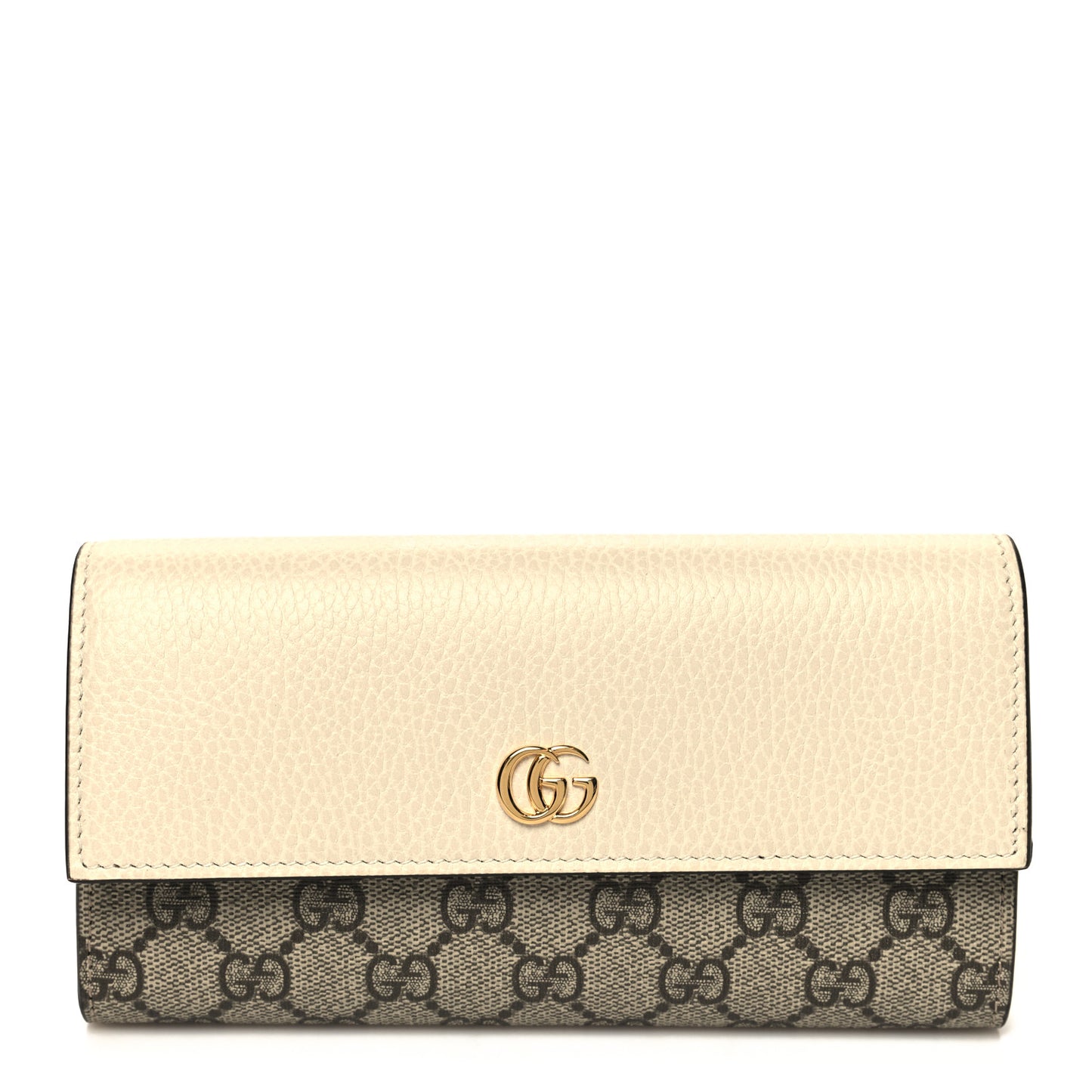 Dollar Calfskin GG Supreme Monogram GG Marmont Continental Wallet Mystic White Beige Ebony