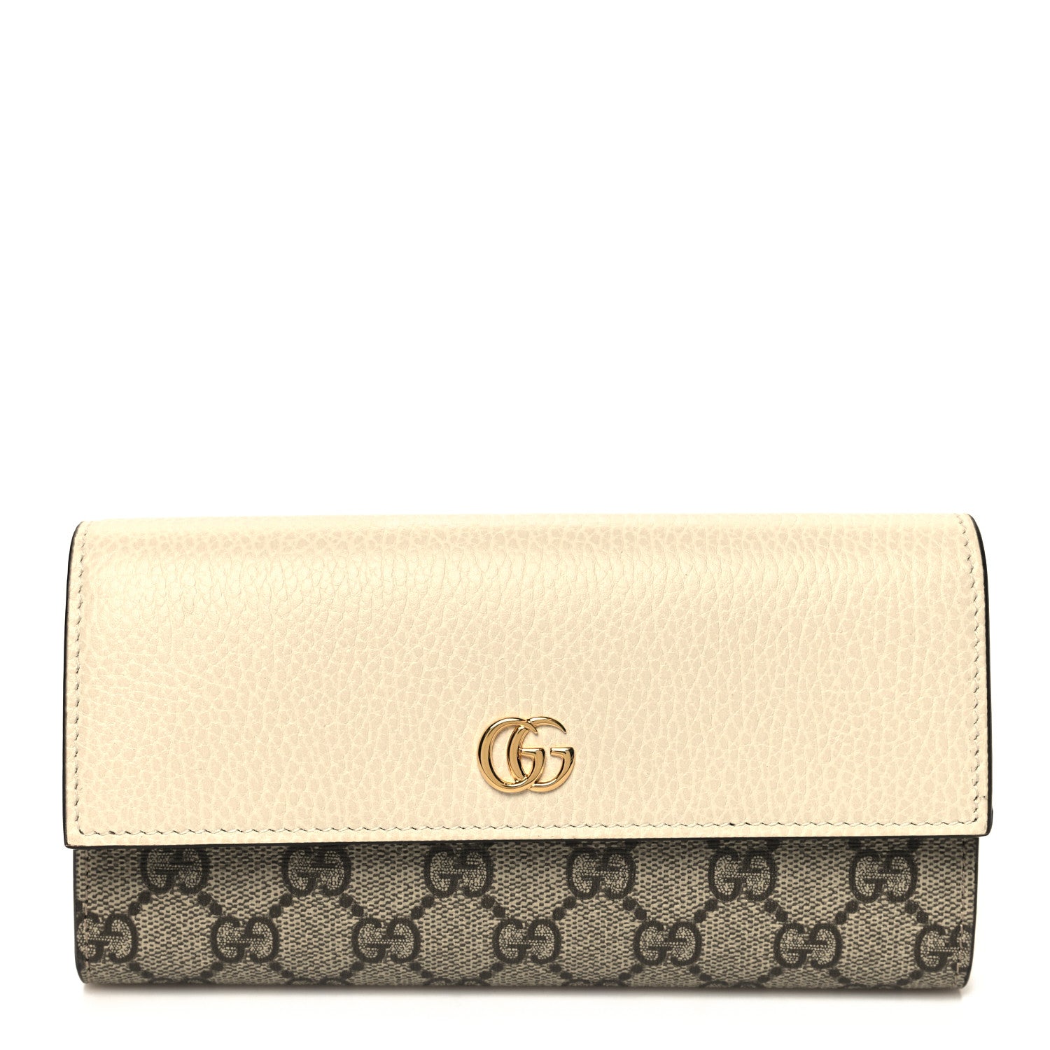 Gucci Dollar Calfskin GG Supreme Monogram GG Marmont Continental Wallet Mystic White Beige Ebony 1 of 8