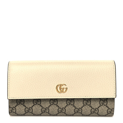 Gucci Dollar Calfskin GG Supreme Monogram GG Marmont Continental Wallet Mystic White Beige Ebony 1 of 8