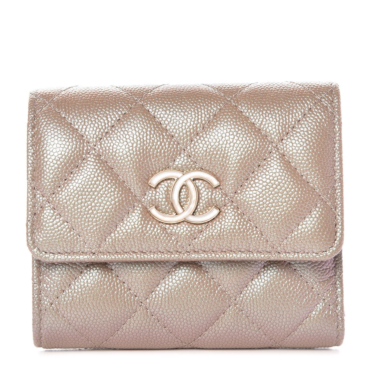 Chanel Iridescent Caviar Quilted Small Flap Wallet Beige 1 of 9