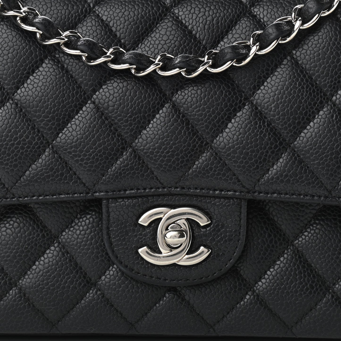 Caviar Quilted Medium Double Flap Black