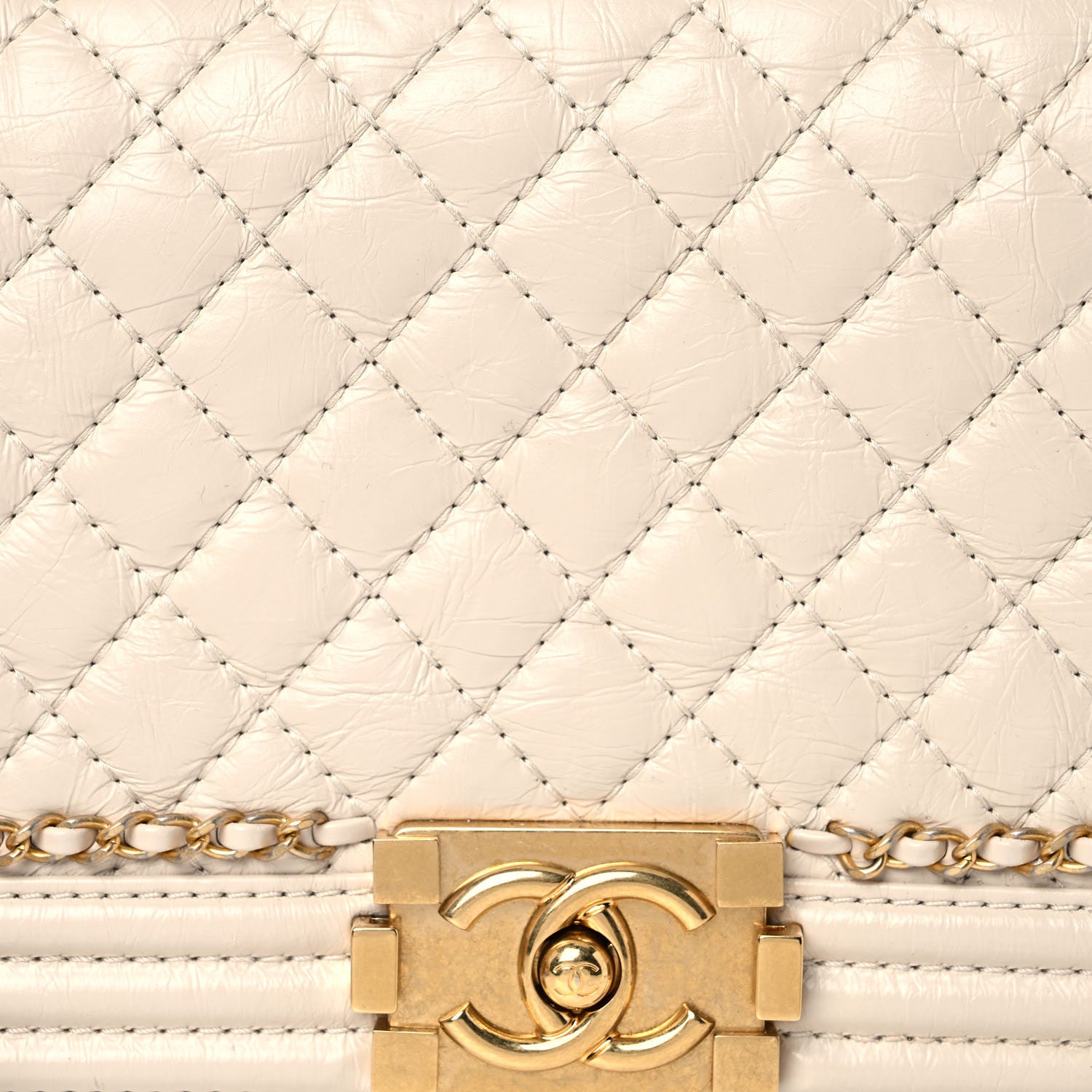 Chanel Aged Calfskin Quilted Medium Jacket Boy Flap White 12 of 13