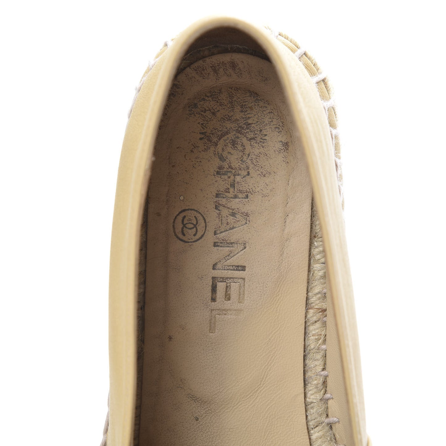 Lambskin CC Camellia Stud Espadrilles 37 Beige Black
