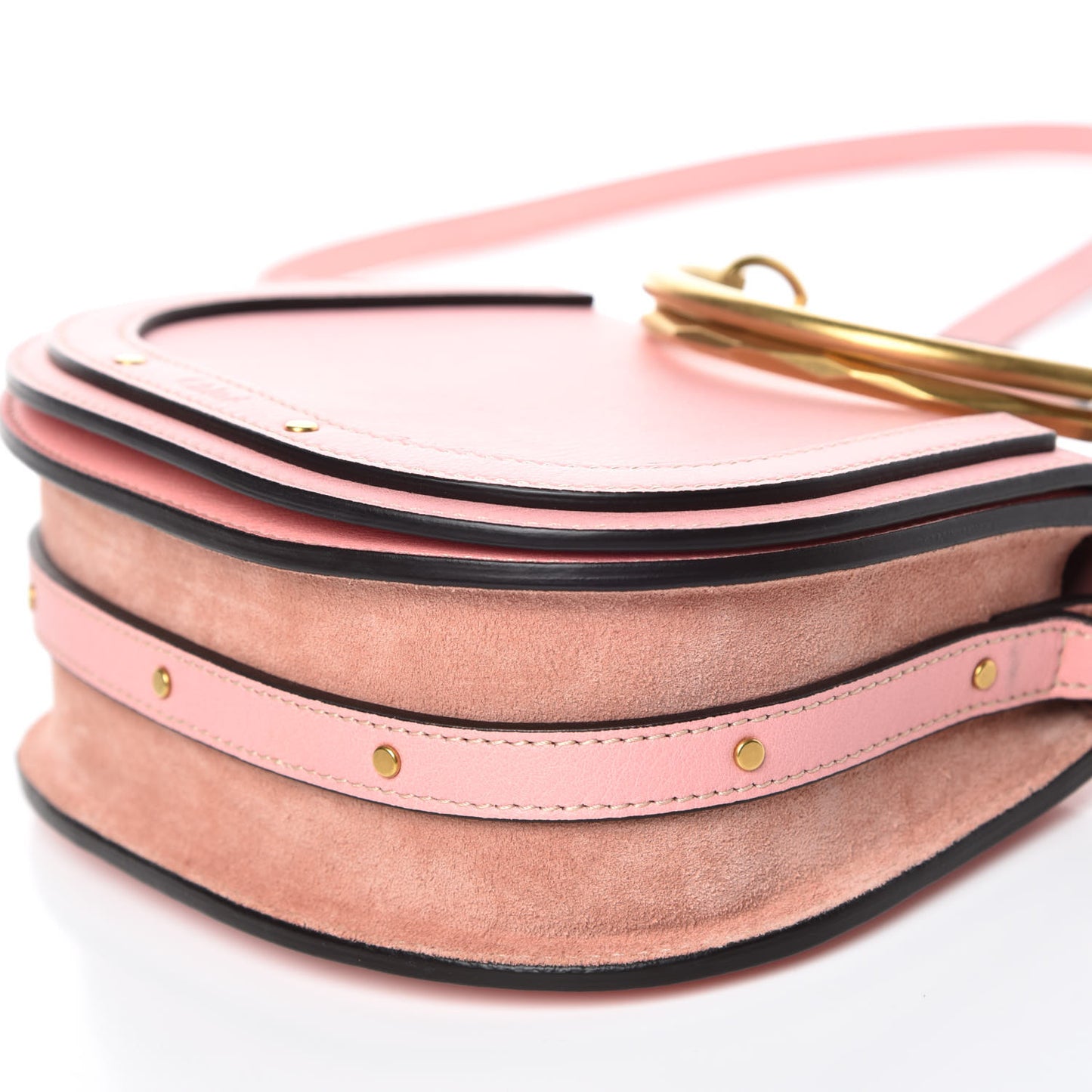 Calfskin Suede Small Nile Bracelet Bag Washed Pink